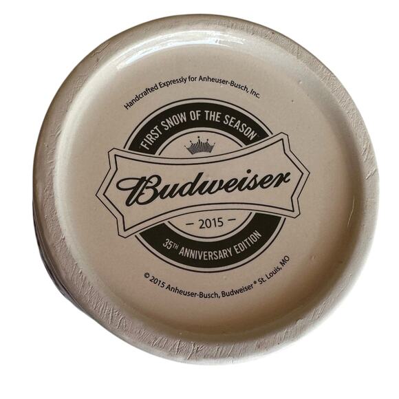 2015 Budweiser Holiday Beer Stein NIB First Snow Of Season 35th Anniversary COA - Picture 8 of 14